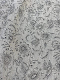 Rosa Block Print Linen Grey Black Linen Fabric