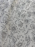 Rosa Block Print Linen Grey Black Linen Fabric