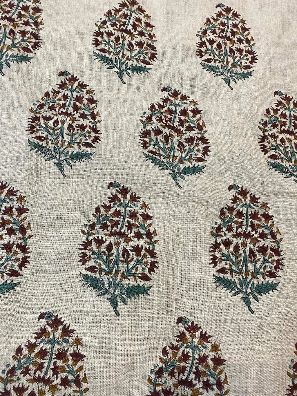 Brittany Hand Block Printed Linen by the Yard Linen Fabric