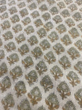 Orla Hand Block Linen Fabric Sage Green Linen Fabric