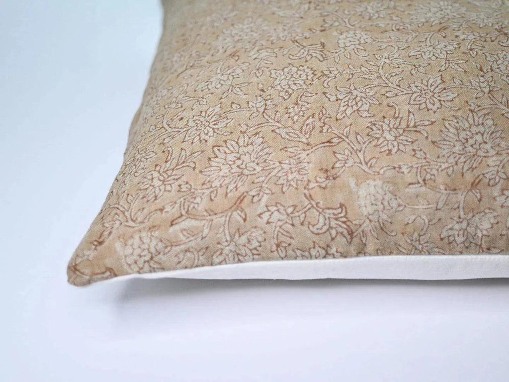 Abbey Botanical Print Soft Fawn Pillow Cover Pillow Covers