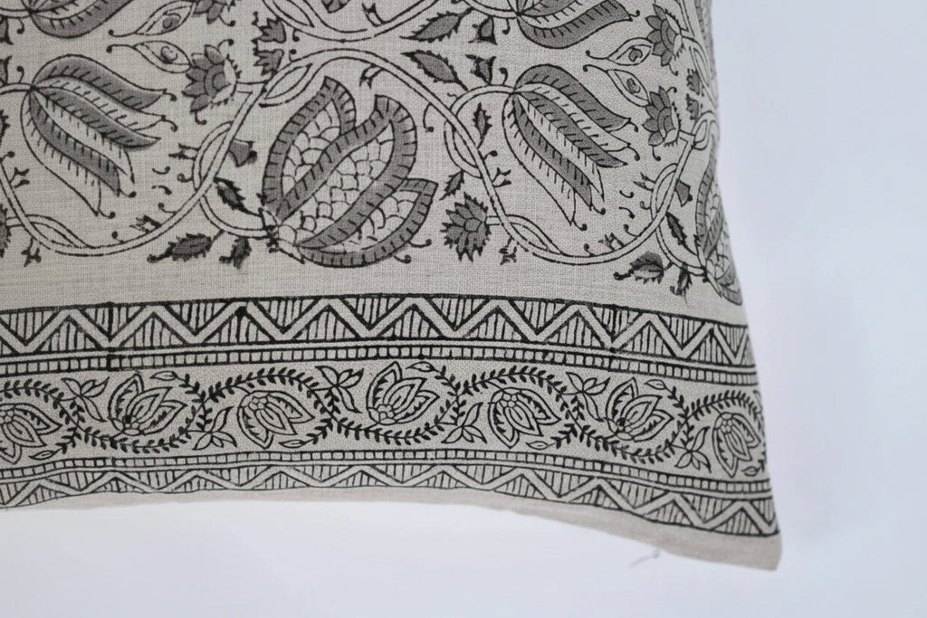 Beau Botanical Print Natural Linen Pillow Cover Pillow Covers