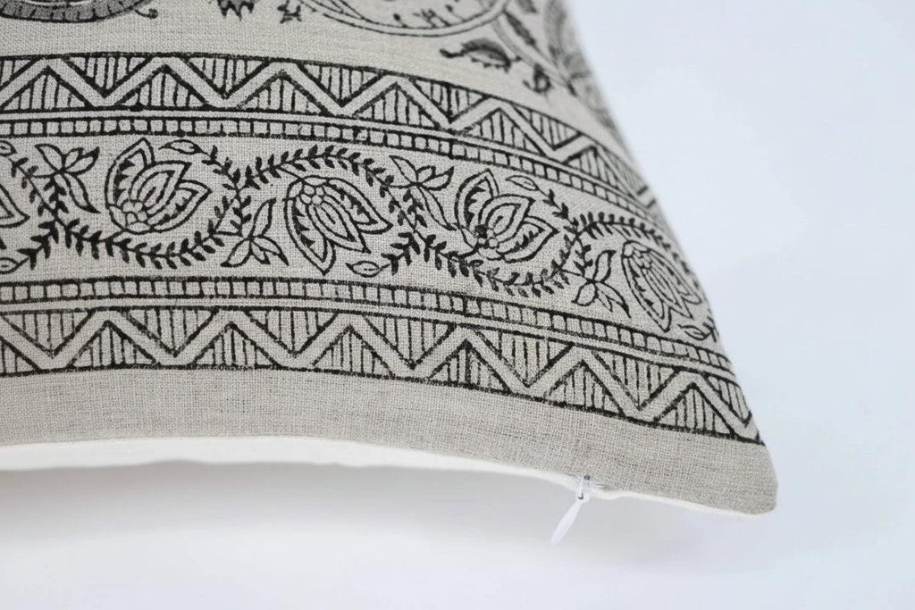 Beau Botanical Print Natural Linen Pillow Cover Pillow Covers