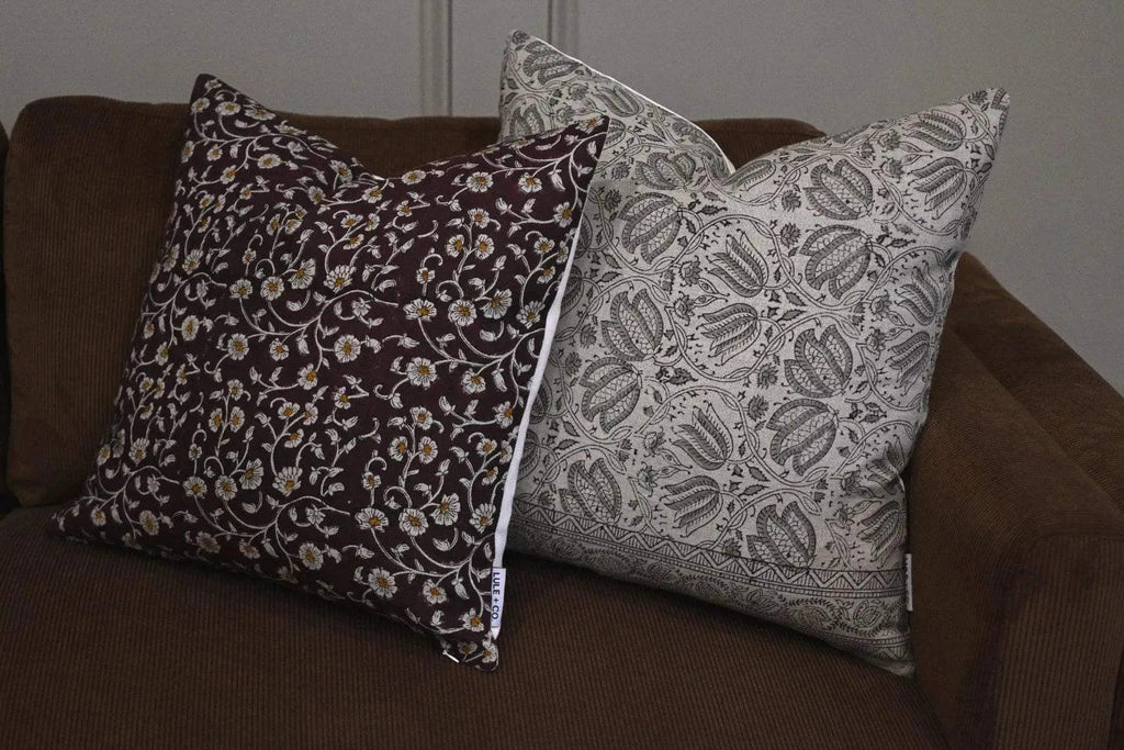 Beau Botanical Print Natural Linen Pillow Cover Pillow Covers