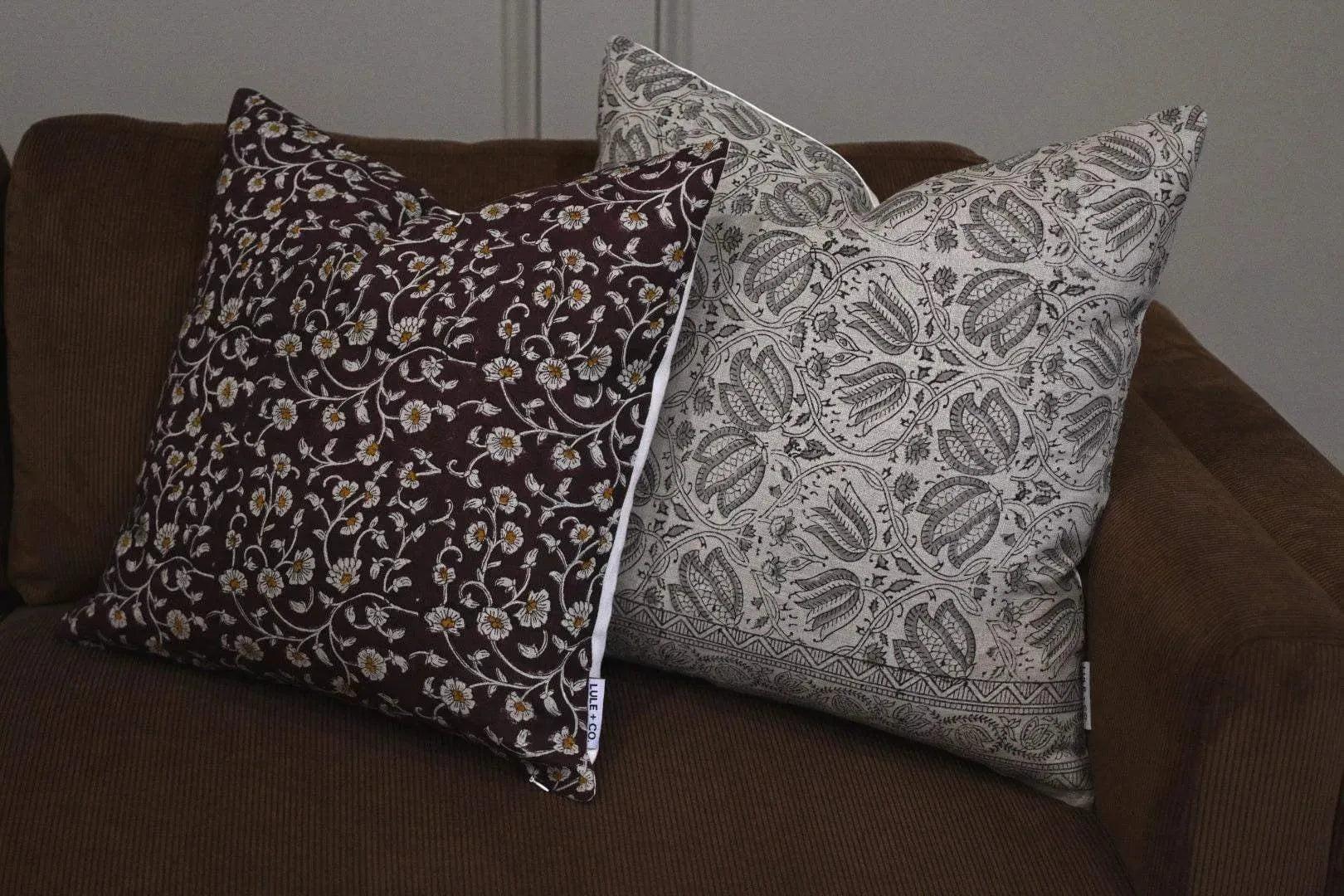 Beau Botanical Print Natural Linen Pillow Cover Pillow Covers