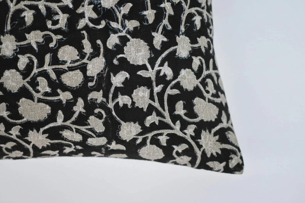 Valentina Botanical Print Black Pillow Cover Pillow Covers