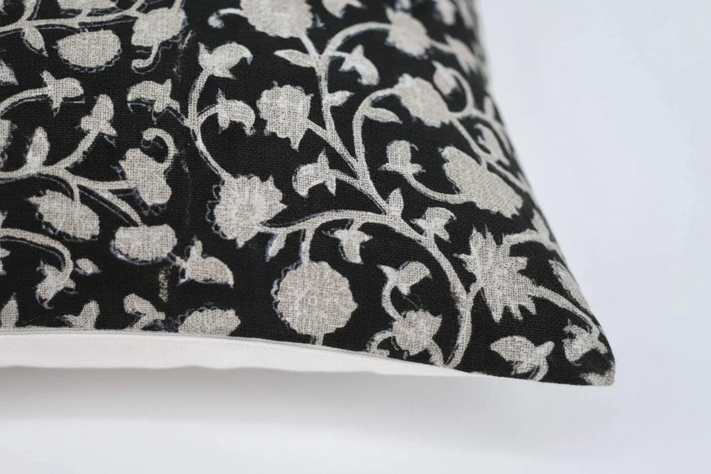 Valentina Botanical Print Black Pillow Cover Pillow Covers