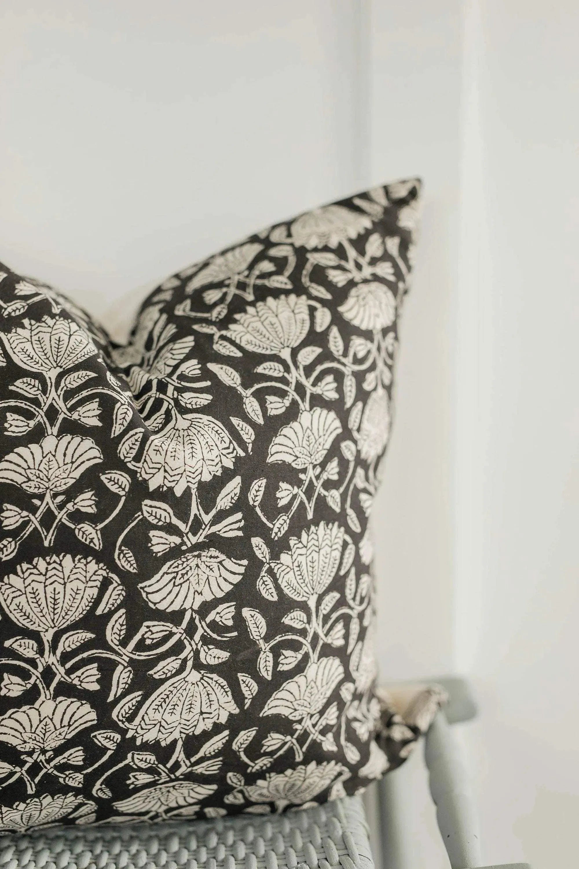 Phoebe Botanical Print Black Pillow Cover Pillow Covers