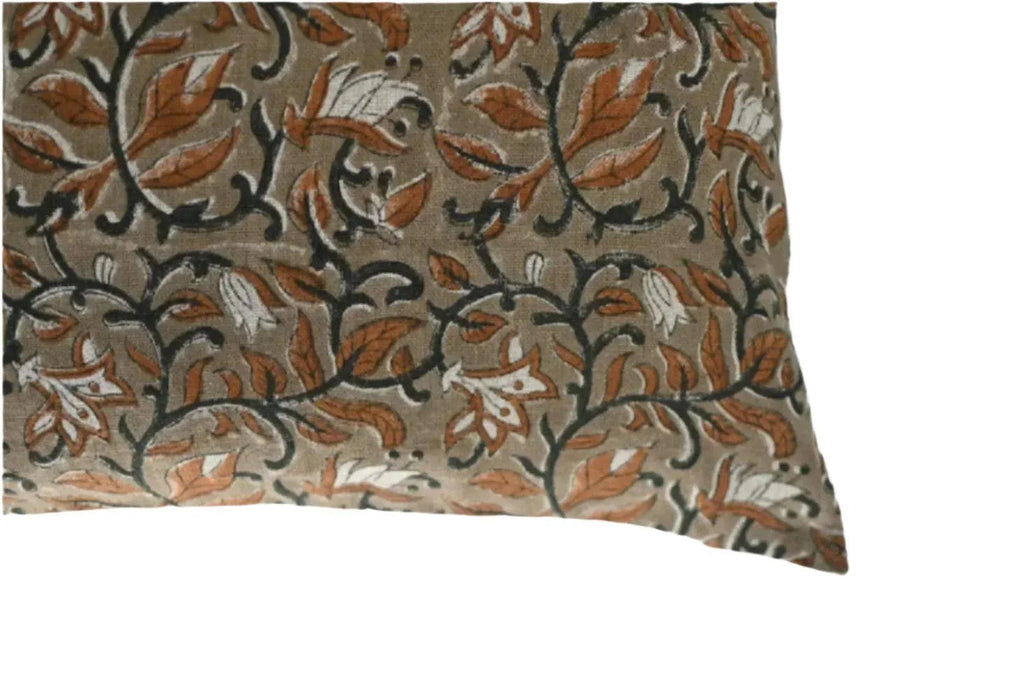 Charles Botanical Print Deep Caramel Pillow Cover Pillow Covers