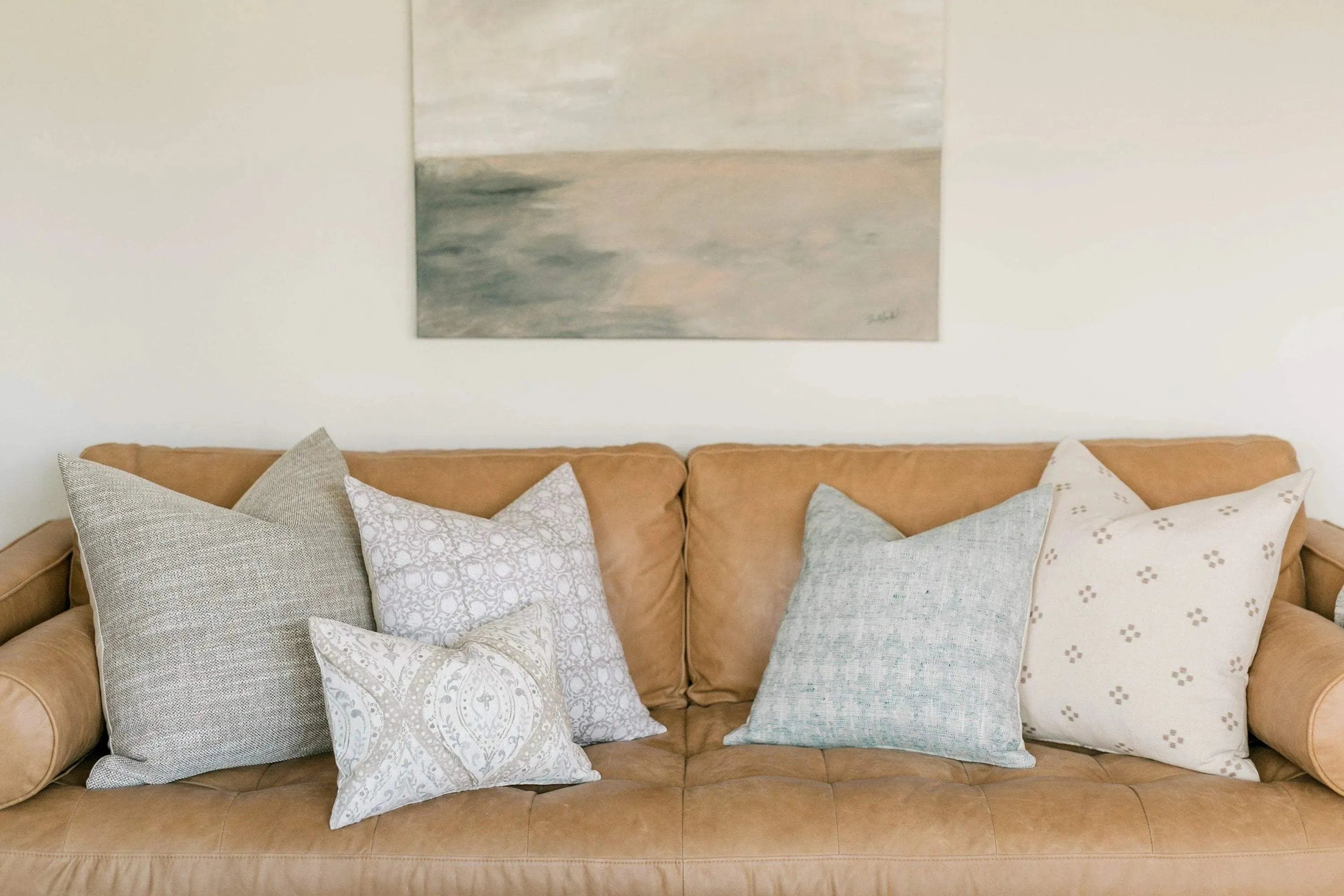 Emma Botanical Print Ash Grey Pillow Cover Pillow Covers