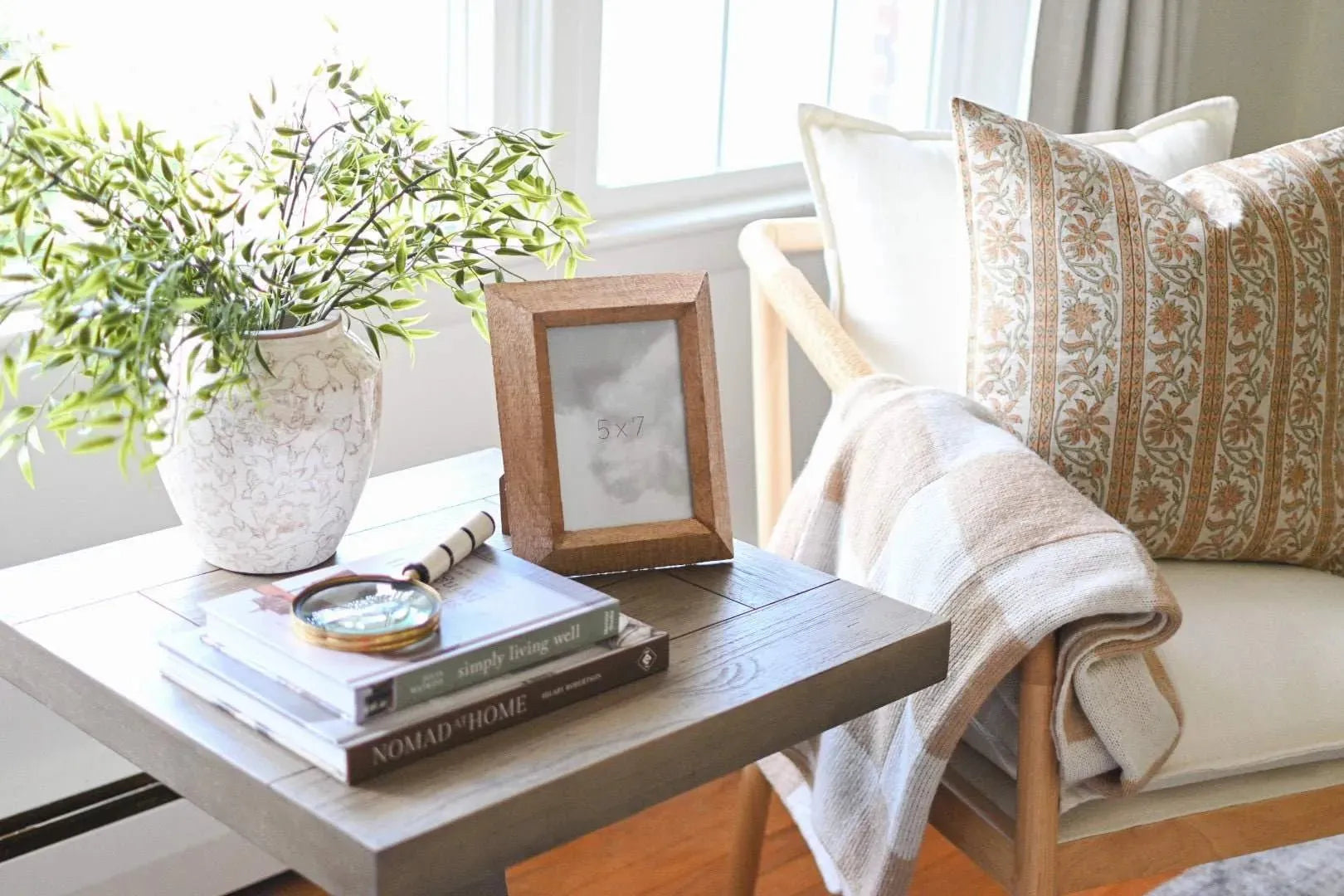 Serah Botanical Print Warm White Pillow Cover Pillow Covers