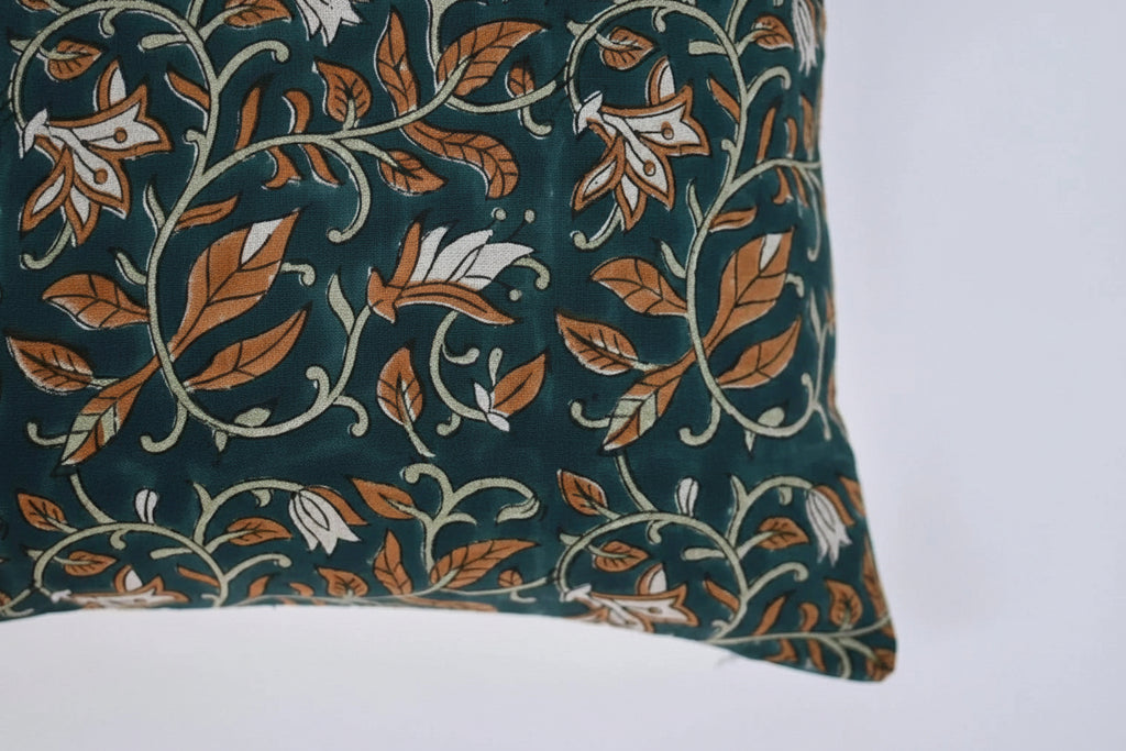 Sadie Botanical Print Deep Teal Pillow Cover Pillow Covers