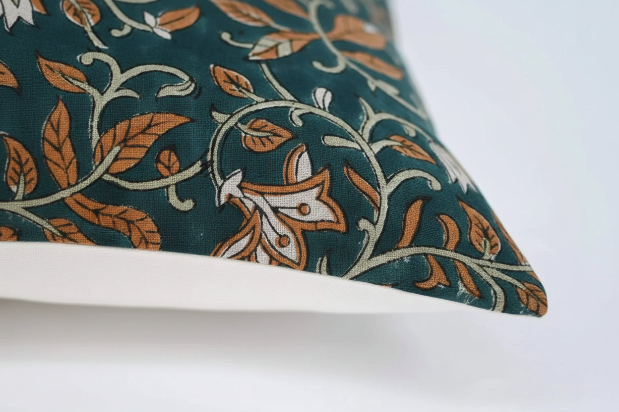 Sadie Botanical Print Deep Teal Pillow Cover Pillow Covers