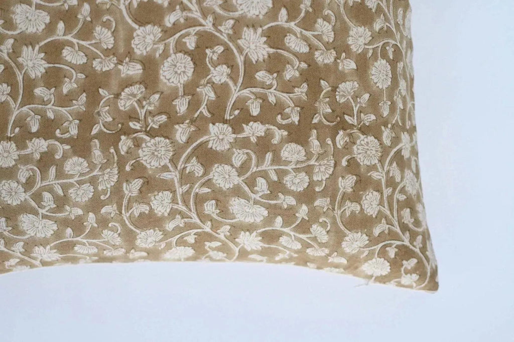 Samuel Botanical Print Deep Camel Pillow Cover Pillow Covers