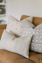 Emma Botanical Print Ash Grey Pillow Cover Pillow Covers