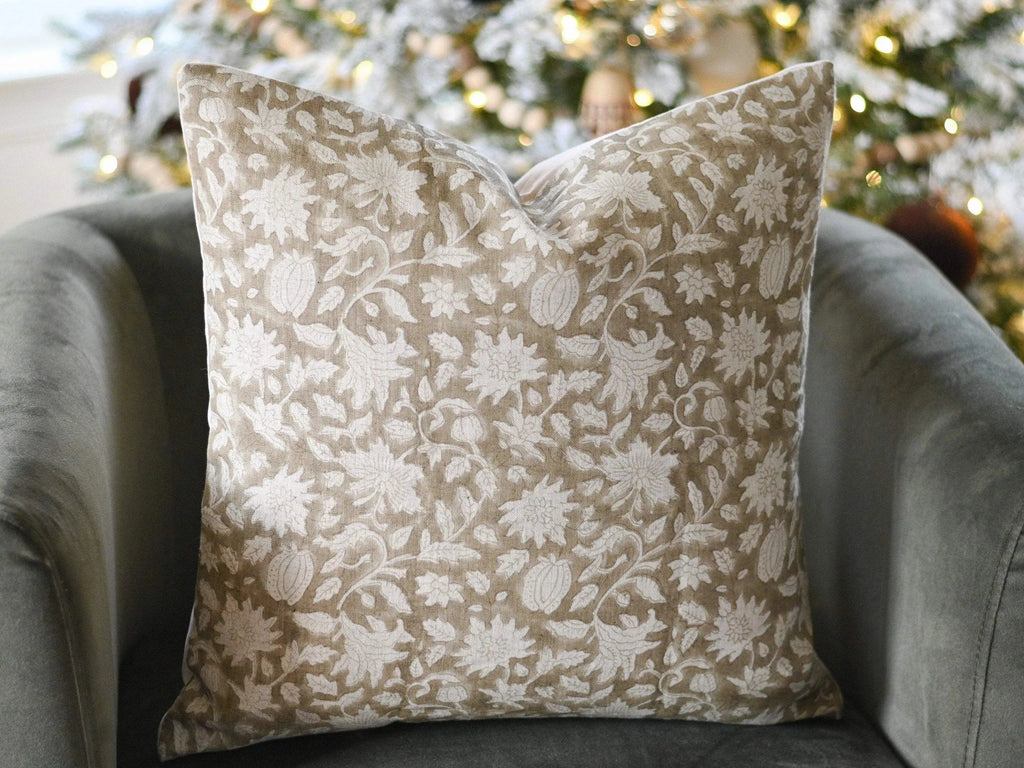 Molly Botanical Print Deep Caramel Pillow Cover Pillow Covers