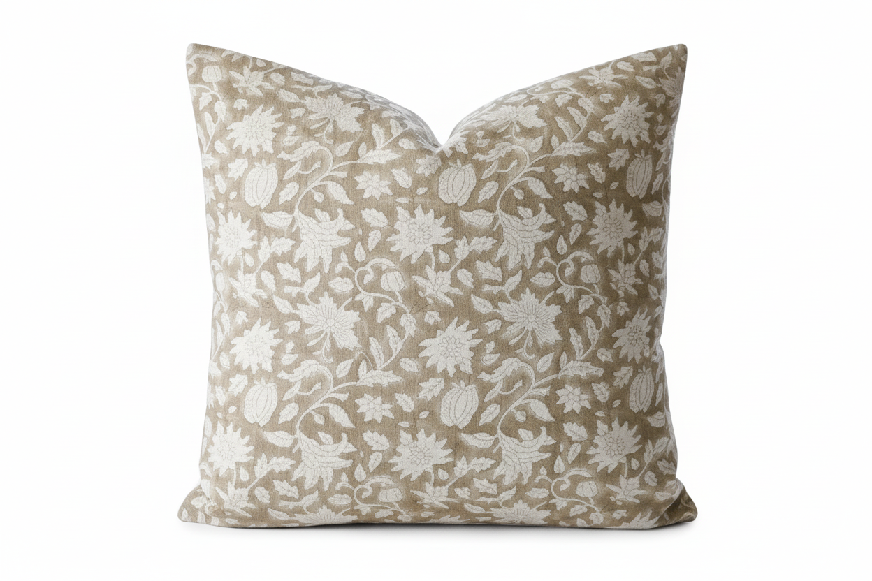 Molly Botanical Print Deep Caramel Pillow Cover Single Sided Pillow Covers