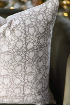 Emma Botanical Print Ash Grey Pillow Cover Pillow Covers