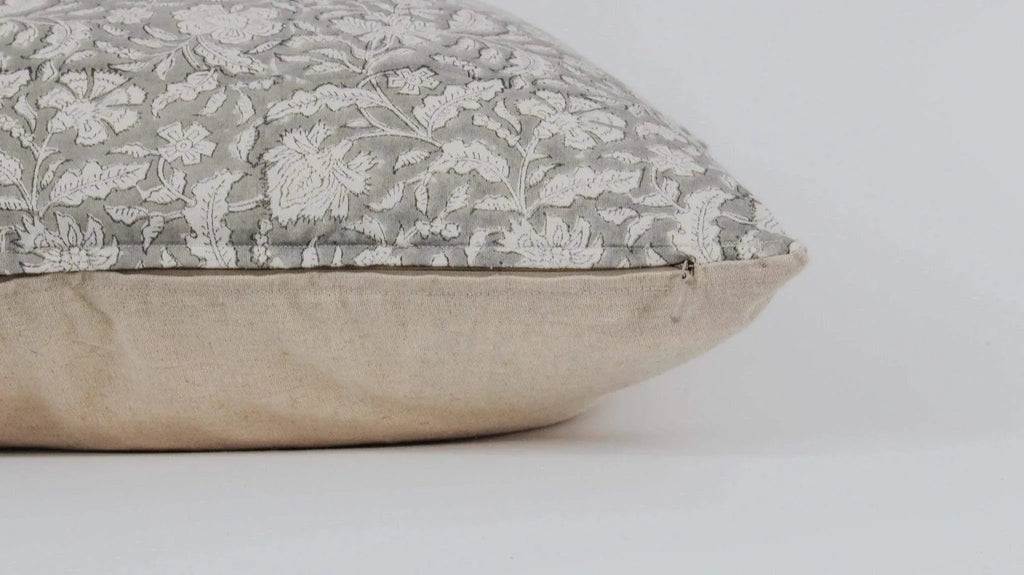 Rose Botanical Print Ash Grey Pillow Cover Pillow Covers