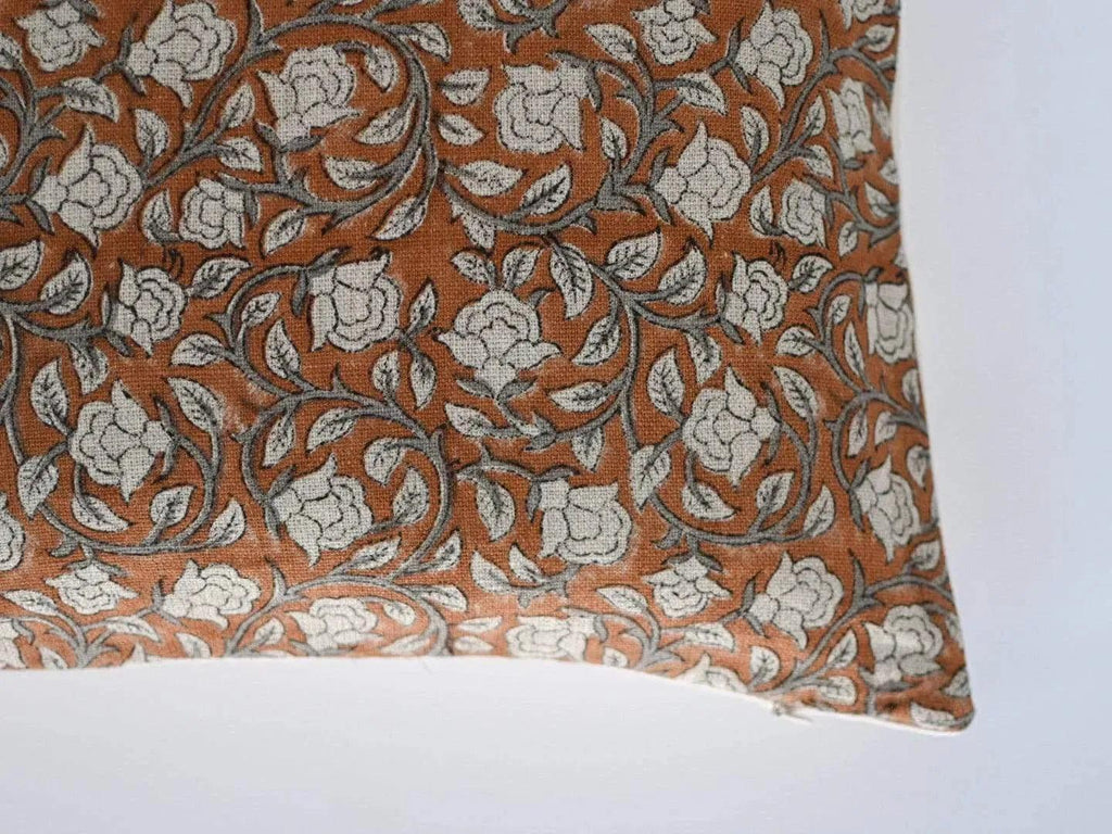 Clementine Botanical Print Spiced Pumpkin Pillow Cover Pillow Covers