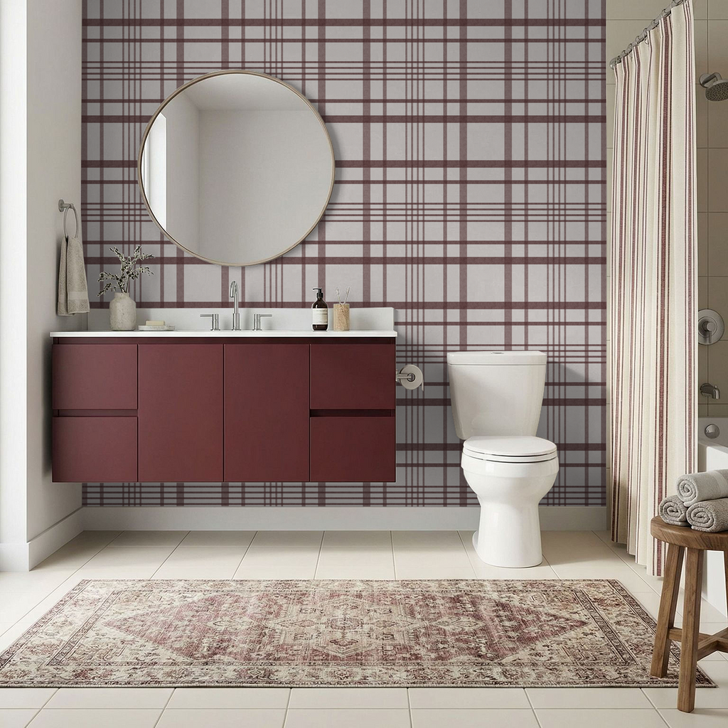 Ashford Plaid (Maroon) Wallpaper