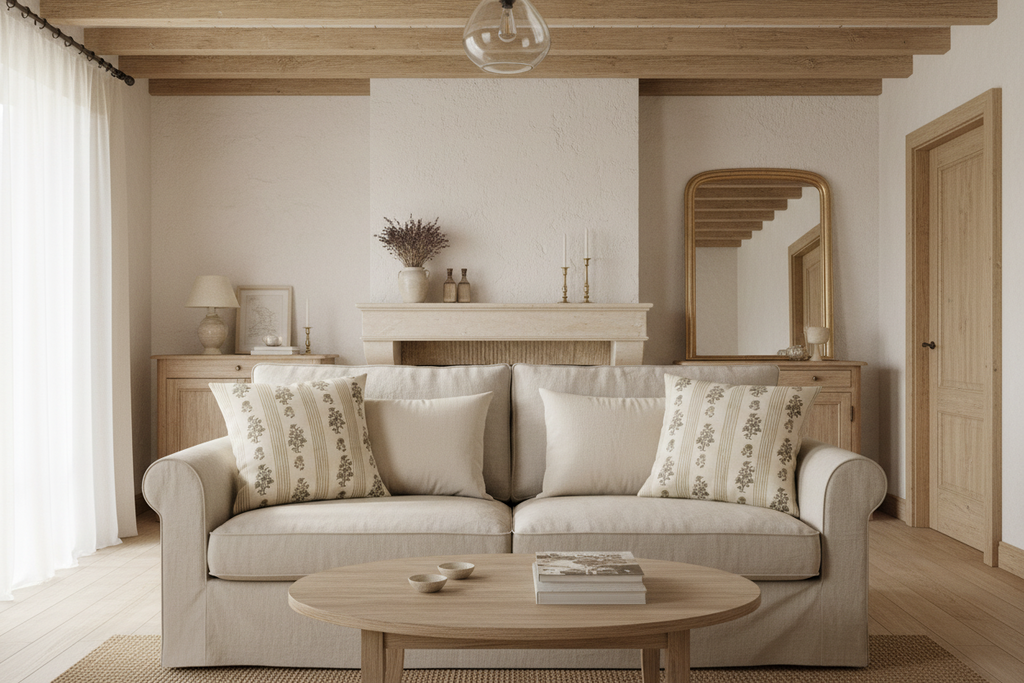 Arla Botanical Print Oat Pillow Cover