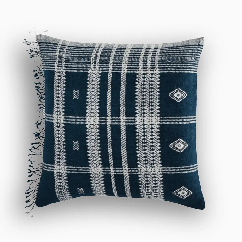 Harold Stripe Marine Blue Pillow Cover 22" x 22" Double Sided Pillow Covers