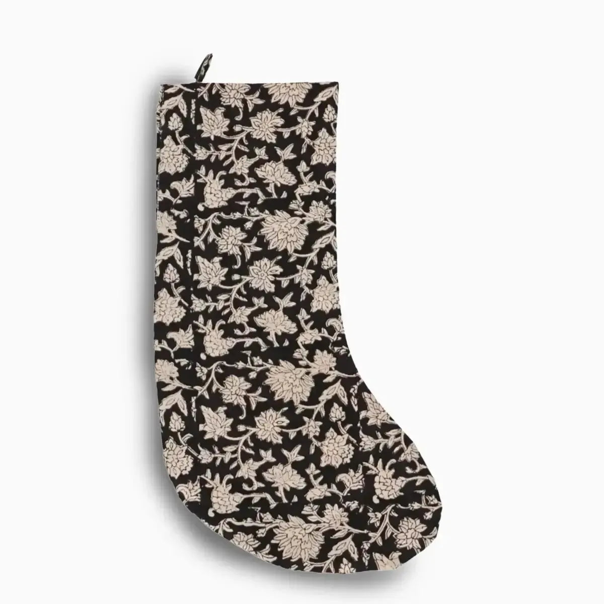 Black Floral Block Print Stocking Stockings