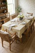 Citrine Floral Block Print Tablecloth