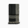 Handwoven Vintage Bhujodi Bed Throw -Black and Biege - 24" x 80" Handloom Throws