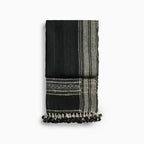 Handwoven Vintage Bhujodi Bed Throw -Black and Biege - 24" x 80" Handloom Throws