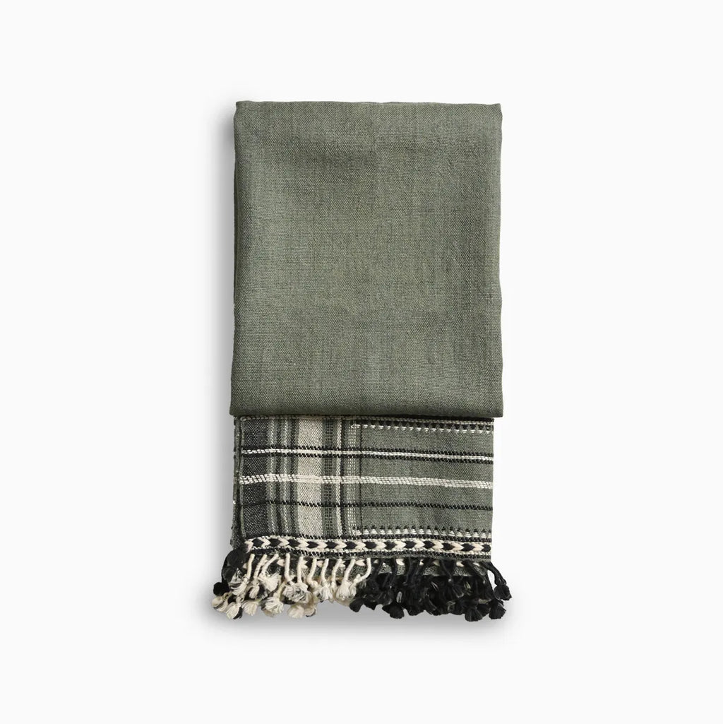 Handwoven Vintage Bhujodi Bed Throw - Sun Bleached Blue - 40" x 90" Handloom Throws
