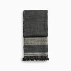 Bhujodi Handwoven Wool Textured Throw Black Handloom Throws