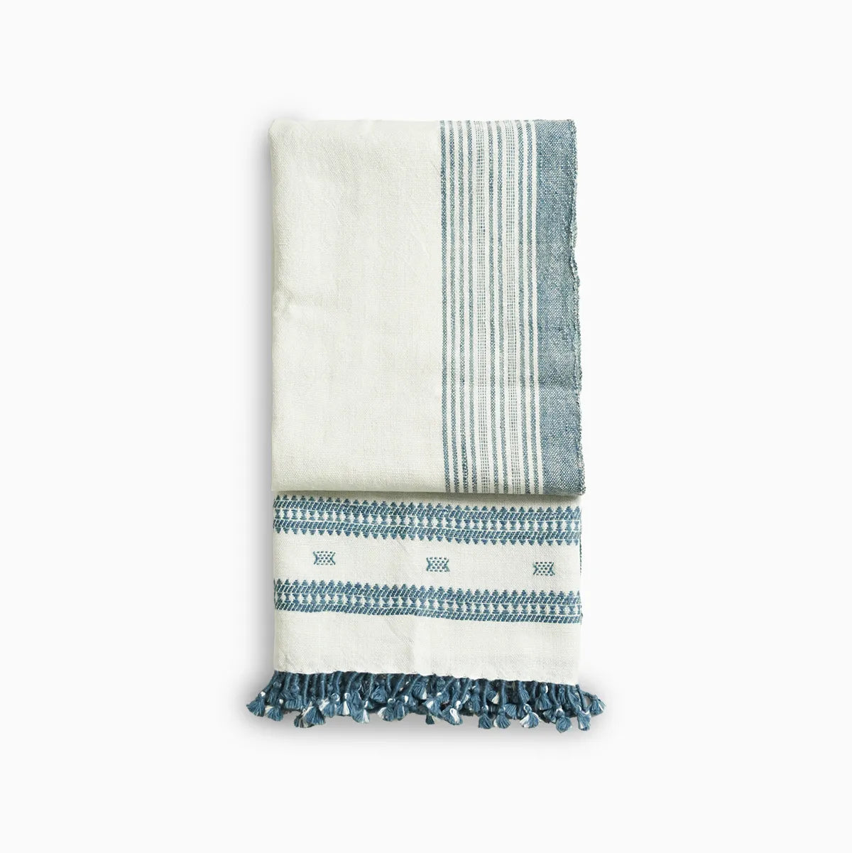 Handwoven Vintage Bhujodi Bed Throw - Azure - 40" x 90" Handloom Throws