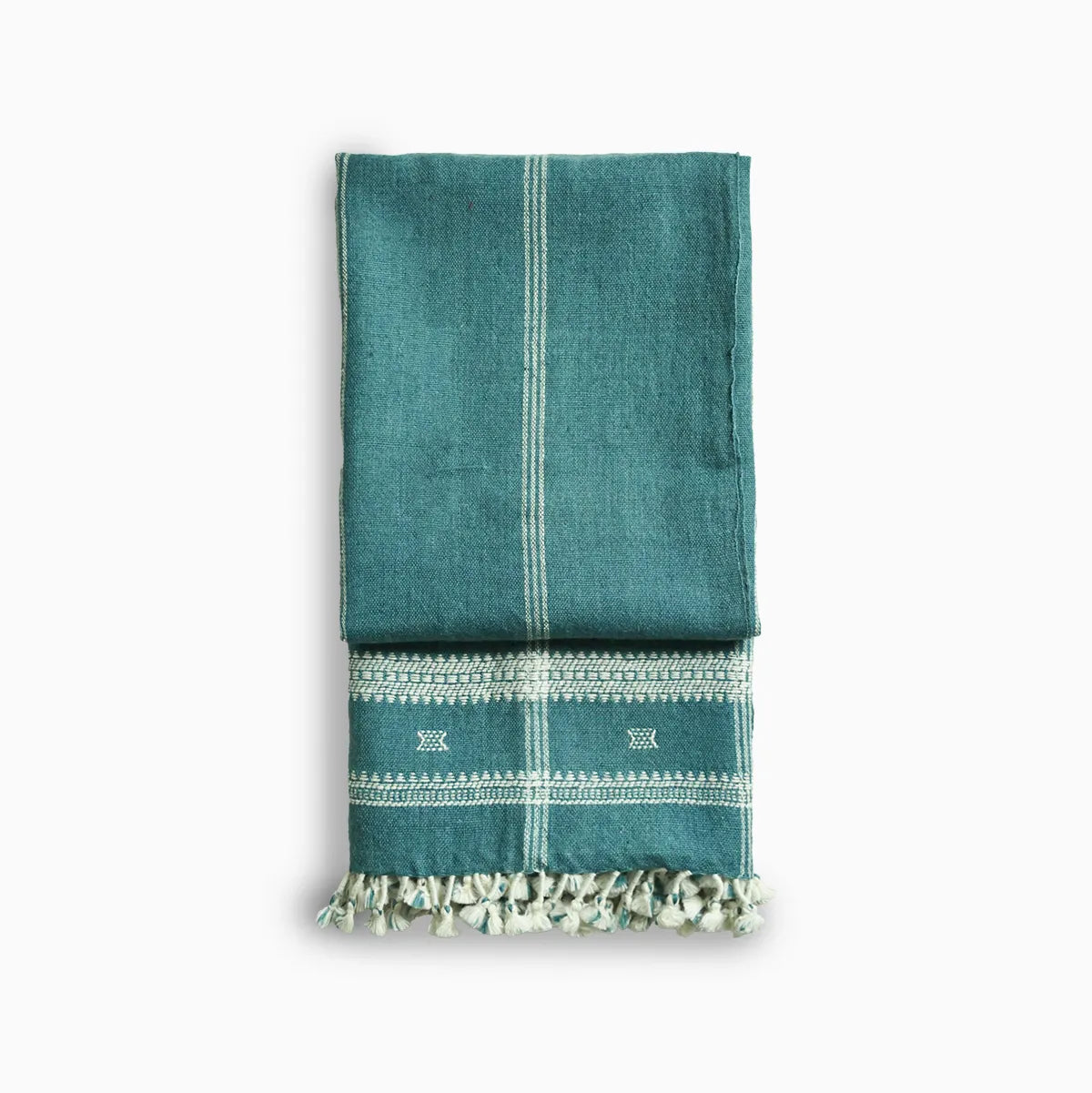 Handwoven Bhujodi Craft Wool Throw Blanket - Cobalt Handloom Throws