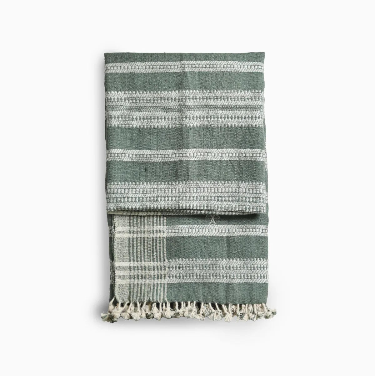 Handwoven Vintage Bhujodi Bed Throw -Muted Green - 50" x 90" Handloom Throws