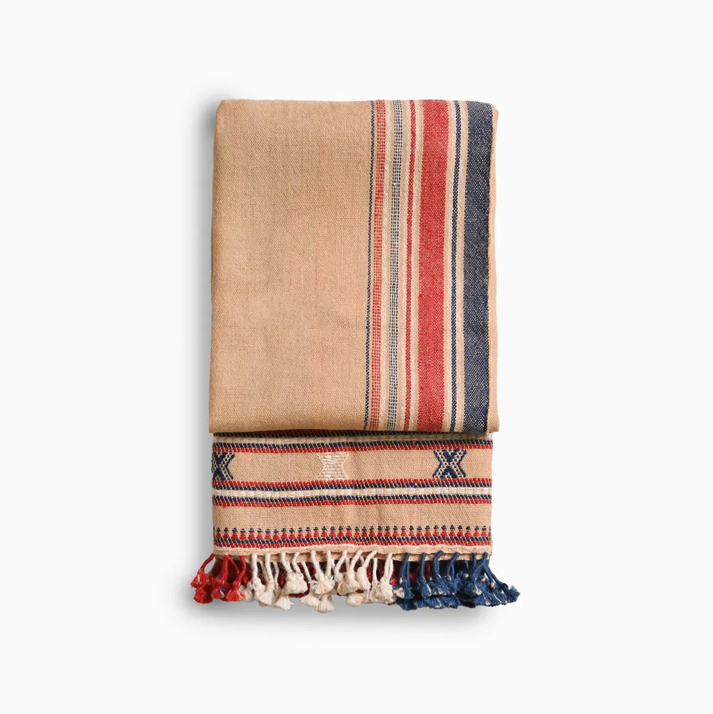 Handwoven Vintage Bhujodi Bed Throw - Salmon - 40" x 90" Handloom Throws